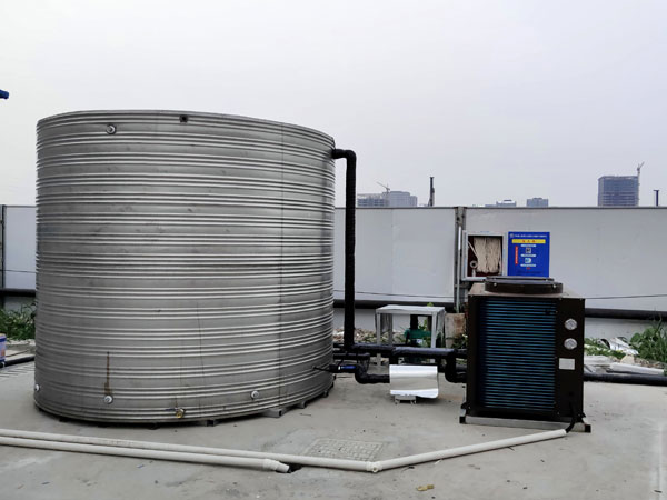 南京中鐵項目工地10噸空氣源熱泵熱水系統(tǒng)竣工